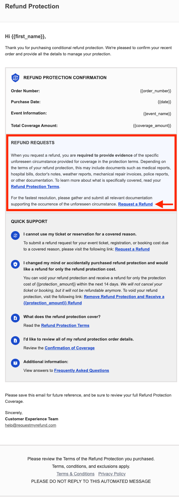 RaaS Email (Request a refund for a covered reason).png