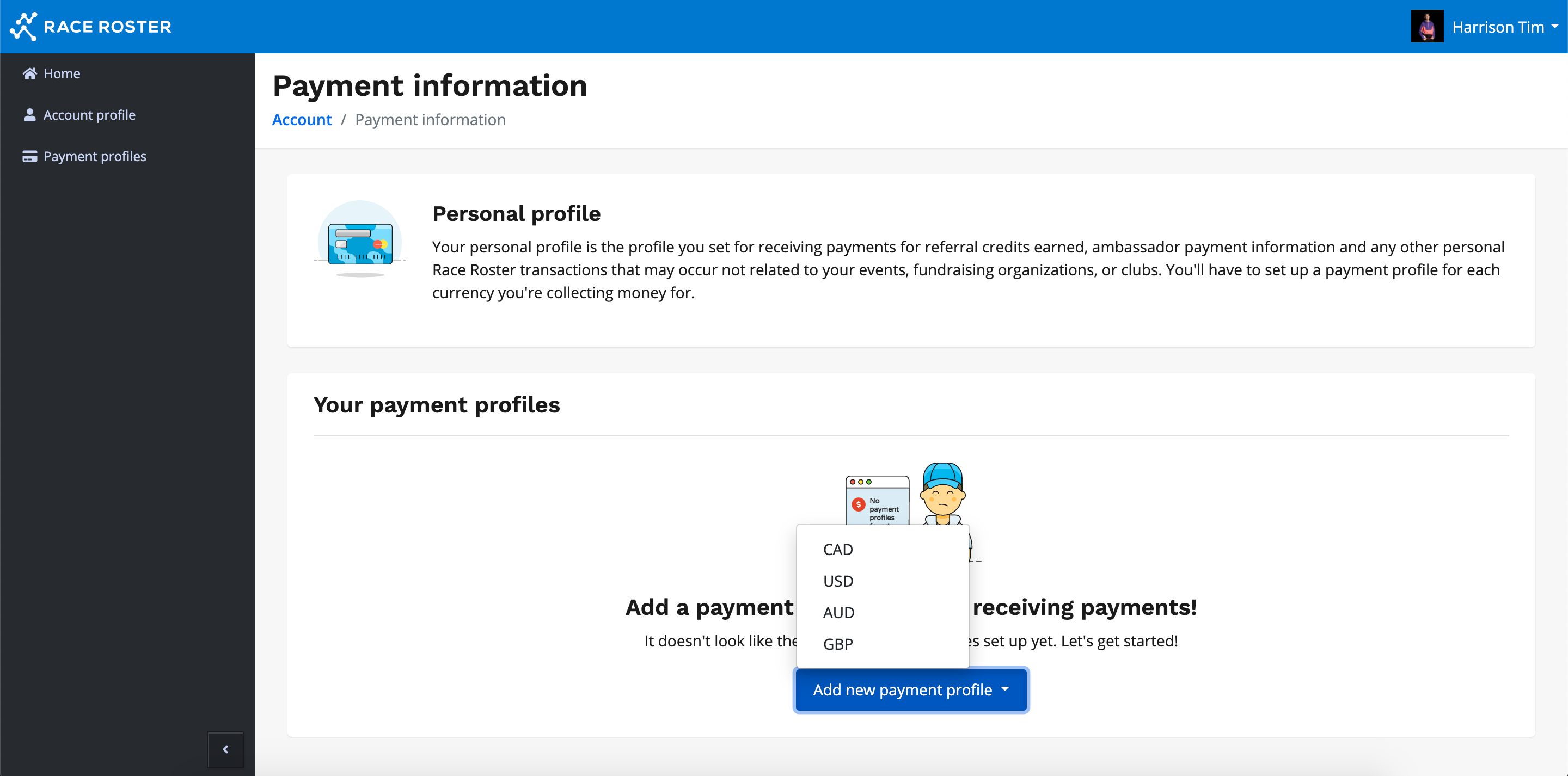 How to create a CAD Payment Profile and associate it with your Promoter