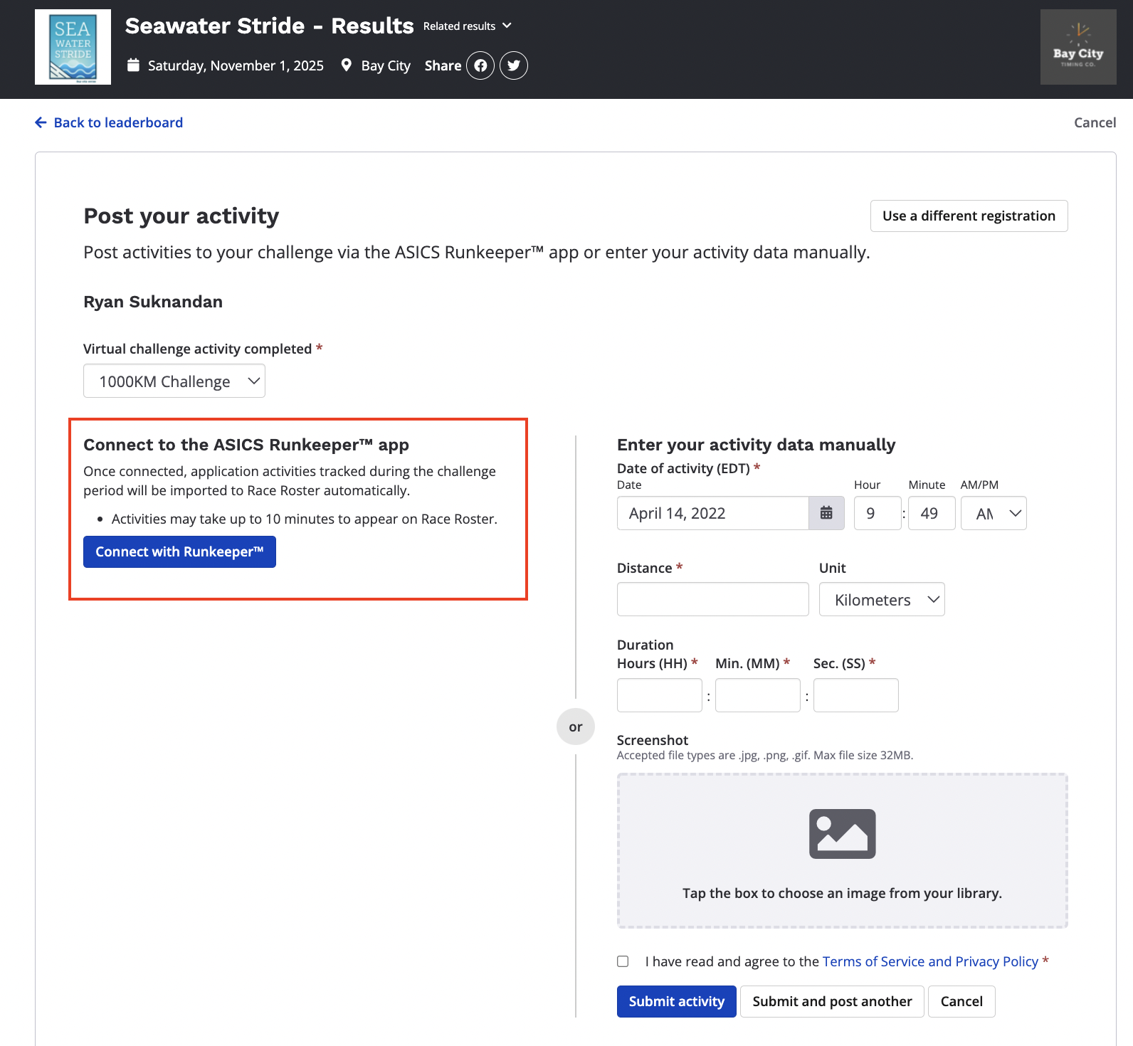 How to submit activities from Runkeeper onto Race Roster for a virtual ...