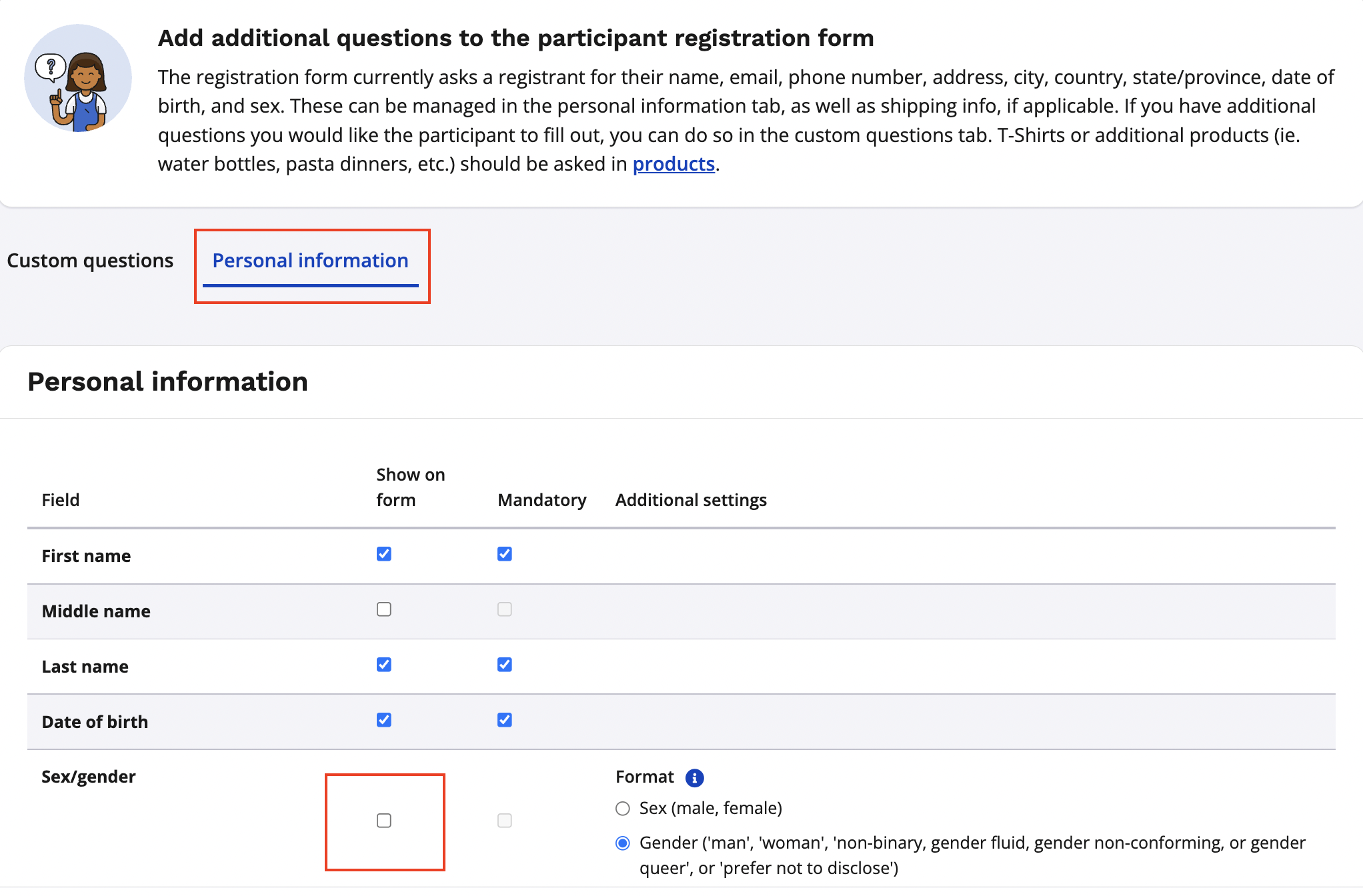 How to create a custom gender registration question – How can we help you?